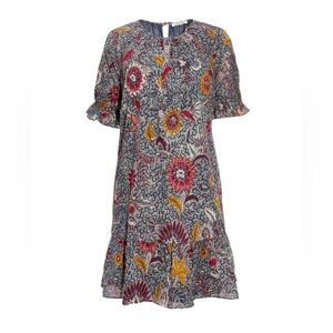 NWT Madewell Ruffle-Sleeve Popover Mini Dress in Bali Blooms Large